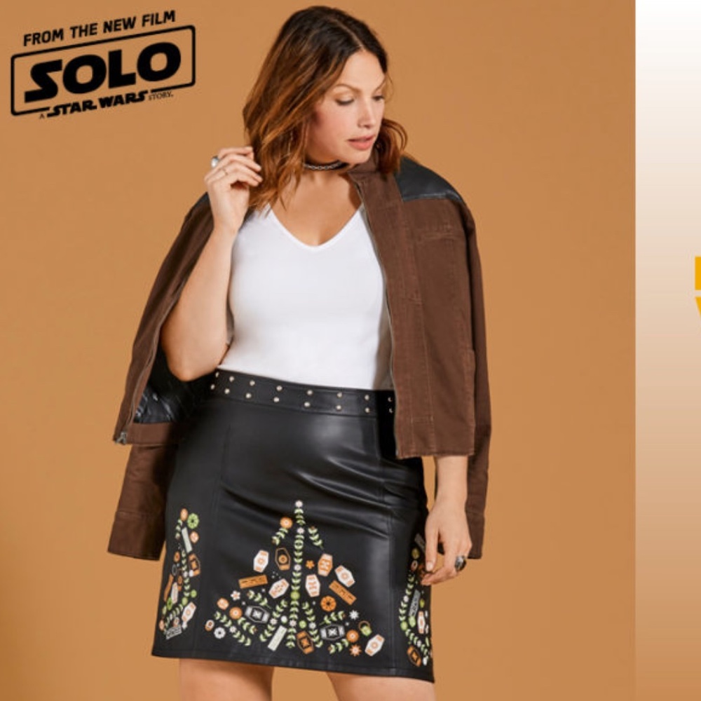 Torrid Her Universe Disney Star Wars Solo Faux Leather Printed Skirt